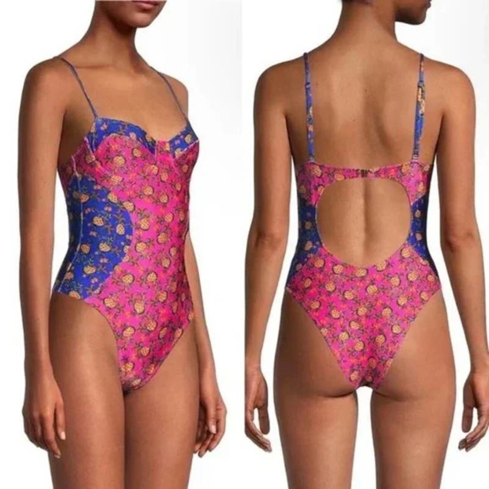 FARM Rio Fruit Dots One Piece Swimsuit Sz S Small Fruit Dots One Piece Swimsuit